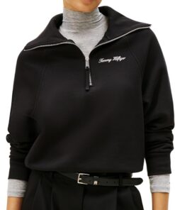 Tommy Hilfiger Sudadera con Cremallera Mujer Classic Script Fleece Media Cremallera