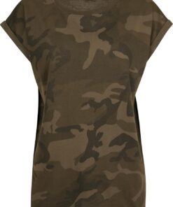 Build Your Brand By112-ladies Extended Shoulder Camo tee T-Shirt Mujer (Pack de 1)