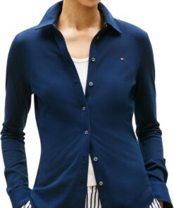 Tommy Hilfiger Camisa Mujer 1985 Slim con Cuello francés