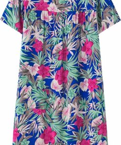 Vestido de Dormir de Manga Corta de algodón y Seda de Verano para Mujeres de Edad, Nueva Ropa Holgada para el, Ropa de Dormir para Ancianos, Vestido de Talla Grande Camisón De Dormir