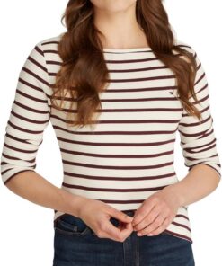 Tommy Hilfiger Camiseta de manga larga Mujer New Cody Slim cuello barco