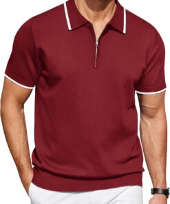 Coofandy Ztj009320 Classic Hombre (Pack de 1) | Cuello con cremallera de 1/4, texturizada, casual, camisa de negocios, ligera, transpirable, elástica para hombre