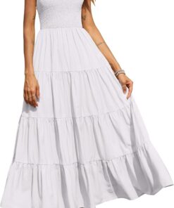 PRETTYGARDEN Smocked Tank Summer Dresses For Women 2025 Sleeveless Wedding Guest Dresses For Women Long Dress Vestido Informal Mujer
