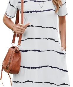 Vestido casual de verano para mujer, vestido de manga corta con bolsillos