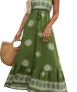 Vestido largo de verano para mujer, estampado floral, cuello en V, sin mangas, bohemio, playa, casual, vestido de viaje, DJ583