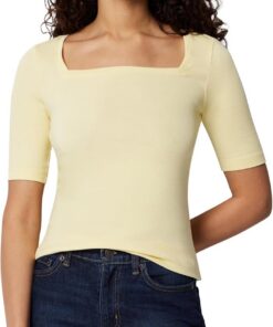 Amazon Essentials Camiseta Entallada con Media Manga y Cuello Cuadrado Mujer