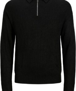JJ REBEL Jreblogan Knit Zip Polo LS Jreblogan Knit Zip Polo LS Hombre (Pack de 1)
