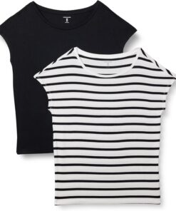 Amazon Essentials Mujer Camiseta de Jersey con Cuello de Barco de Manga Corta y Corte Estándar