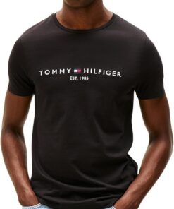 Tommy Hilfiger Camiseta de Manga Corta para Hombre Core Tommy Logo Cuello Redondo