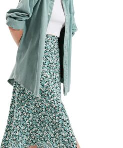 Trendyol Falda con Estampado Floral Verde Falda Mujer (Pack de 1)