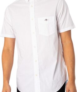 GANT Hombre Camisa Regular De Popelina Manga Corta, Light Blue