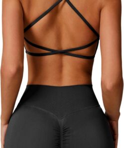 IMEKIS Conjunto de gimnasio de 2 piezas para mujer, traje deportivo Crossback con cintura alta, pantalones cortos de yoga, fitness, ropa deportiva, entrenamiento, jogging y pilates