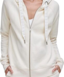 DKNY Sudadera Deportiva con Capucha Y Cremallera con Logotipo para Mujer Sudadera con Capucha Mujer (Pack de 1)