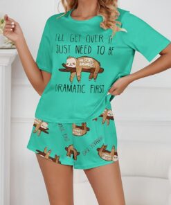 Conjunto de pijama de 2 piezas para mujer, camiseta de manga corta y pantalones cortos, ropa de dormir suave para el hogar, viajes y uso diario