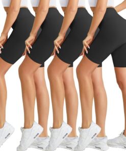 Natural Feelings Buttercloud, Paquete de 4 Pantalones Cortos de Ciclista para Mujer, Cintura Alta, Control de Abdomen, para Entrenamiento, Gimnasio, Yoga