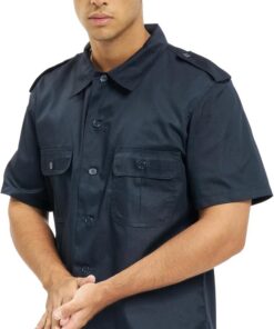 Brandit 1/2 Sleeve US Shirt Hombre Camisa Manga Corta Negro 80% poliéster, 20% algodón Regular