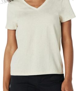 Amazon Essentials Mujer Camiseta de Manga Corta con Cuello en V 100% Algodón, Corte Estándar