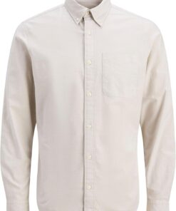 JACK & JONES Camisa de Hombre Talla Grande Color Liso básica Manga Larga Business JJEOXFORD