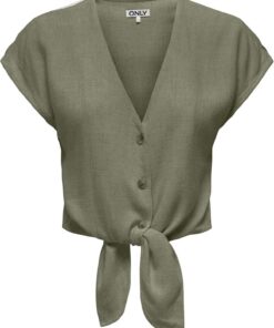 ONLY Onlsiesta S/S Knot Linen Bl Shirt Pnt Camiseta Mujer (Pack de 1)