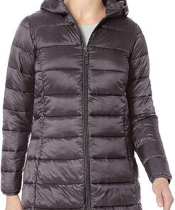 Amazon Essentials Mujer Chaqueta Acolchada con Capucha, Ligera e Impermeable (Disponible en Tallas Grandes)