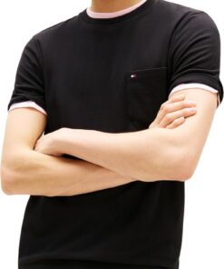 Tommy Hilfiger Camisetas de Manga Corta Hombre Essential con Bolsillo en el Pecho