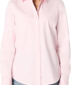 Amazon Essentials Camisa de Vestir con Botones de Popelina Elástica Mujer