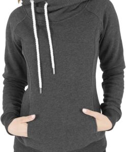 Urban Classics Ladies Raglan High Neck Mujer Sudadera con Capucha Negro Regular