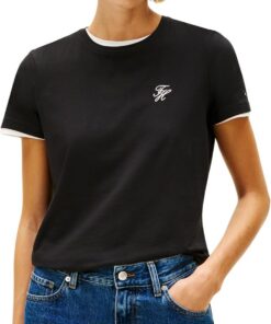 Tommy Hilfiger TH Script Reg C-nk SS tee Ww0ww47809 Camiseta S/S Mujer (Pack de 1)