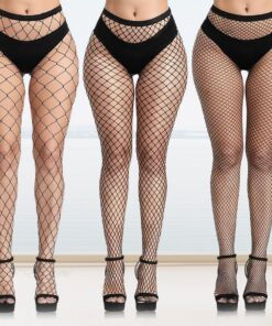 Medias de red (paquete de 3) – Talla única, patrón de malla negra