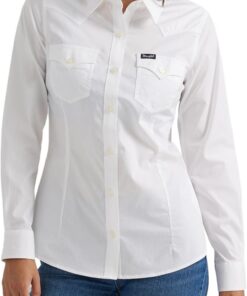 Wrangler Western Women's Retro Button-Down Shirt Western - Camisa Retro Abotonada para Mujer Mujer