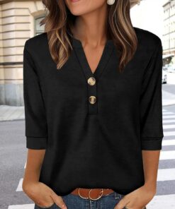 Camisetas Henley para mujer, moda de otoño 2025, trajes escolares para profesores