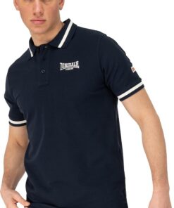 Lonsdale London Causton Hombre Polo Negro 100% algodón Regular