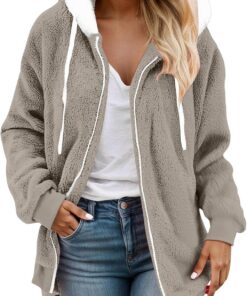 Generisch Chaqueta de forro polar de invierno para mujer con aislamiento suave y cálido, cierre de cremallera, abrigo para exteriores, ajuste holgado, ropa exterior completa