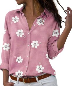 Blusa y Camisas de Manga Larga Para Mujer con Cuello en V, Camiseta de Estilo Casual Elegante Ajustada Irregular Oversized Deportiva Fiesta Rayas Túnica Tops Mangas Enrolladas con Botones