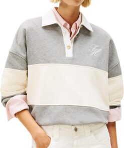 Tommy Hilfiger Gold Btn Rugby Fleece Swtsrt Ww0ww48785 Sudadera sin Botones Mujer (Pack de 1)