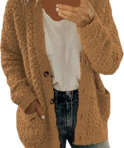Genérico Chaqueta con Capucha de Invierno para Mujer Sudadera con Capucha para Mujer Invierno Cremallera Abrigo Cálido Sherpa Forrado Chaqueta Fleece Cárdigan Manga Larga Hoodie