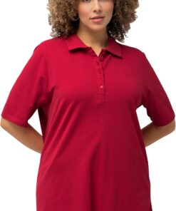Ulla Popken Poloshirt, Piqué, Polokragen, Samt-Knopfleiste, Halbarm Camiseta Mujer