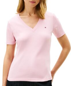 Tommy Hilfiger Camiseta de Manga Corta Mujer New Slim Cody V-Neck Cuello de Pico