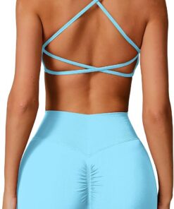 IMEKIS Conjunto de gimnasio de 2 piezas para mujer, traje deportivo Crossback con cintura alta, pantalones cortos de yoga, fitness, ropa deportiva, entrenamiento, jogging y pilates