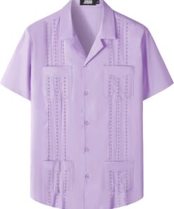 JOGAL Guayabera - Camisa cubana de manga corta para niños, casual, con botones