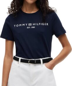 Tommy Hilfiger Camiseta de Manga Corta para Mujer Cuello Redondo