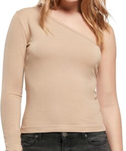 Urban Classics Ladies Asymmetric Longsleeve Mujer Top Negro Estrechos