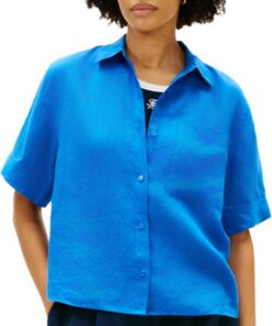 Tommy Hilfiger ESS Linen SS Shirt Ww0ww48925 Camisa S/S Mujer (Pack de 1)