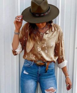Camisa de manga larga con botones para mujer, con estampado floral, informal, para primavera