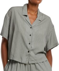 URBAN CLASSICS Camisa de verano de manga corta para mujer de viscosa, camisa hawaiana para mujer con estampado floral, cierre de botones, tallas de XS a 5XL