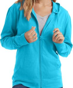 Hanes Slub Knit Full-Zip Hoodie, Textured Cotton Zip-up T-Shirt Hoodie For Women Camisa Mujer (Pack de 1)