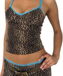 Betrodi Conjunto de pijama de 2 piezas para mujer, pantalones cortos Y2K, sin mangas, camiseta corta de cintura baja, pantalones cortos ajustados