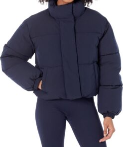 Amazon Essentials Mujer Chaqueta Acolchada y Recortada con Cremallera Completa (Acolchado Mate o Forro Polar)