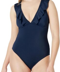 Amazon Essentials Traje de Baño de una Sola Pieza con Cuello en V y Volantes Mujer