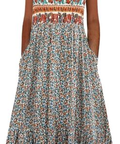 Vestido largo sin mangas para mujer, casual, bohemio, estampado floral, vestido largo con bolsillos, ajuste holgado, vestido de verano acampanado para viajes a la playa